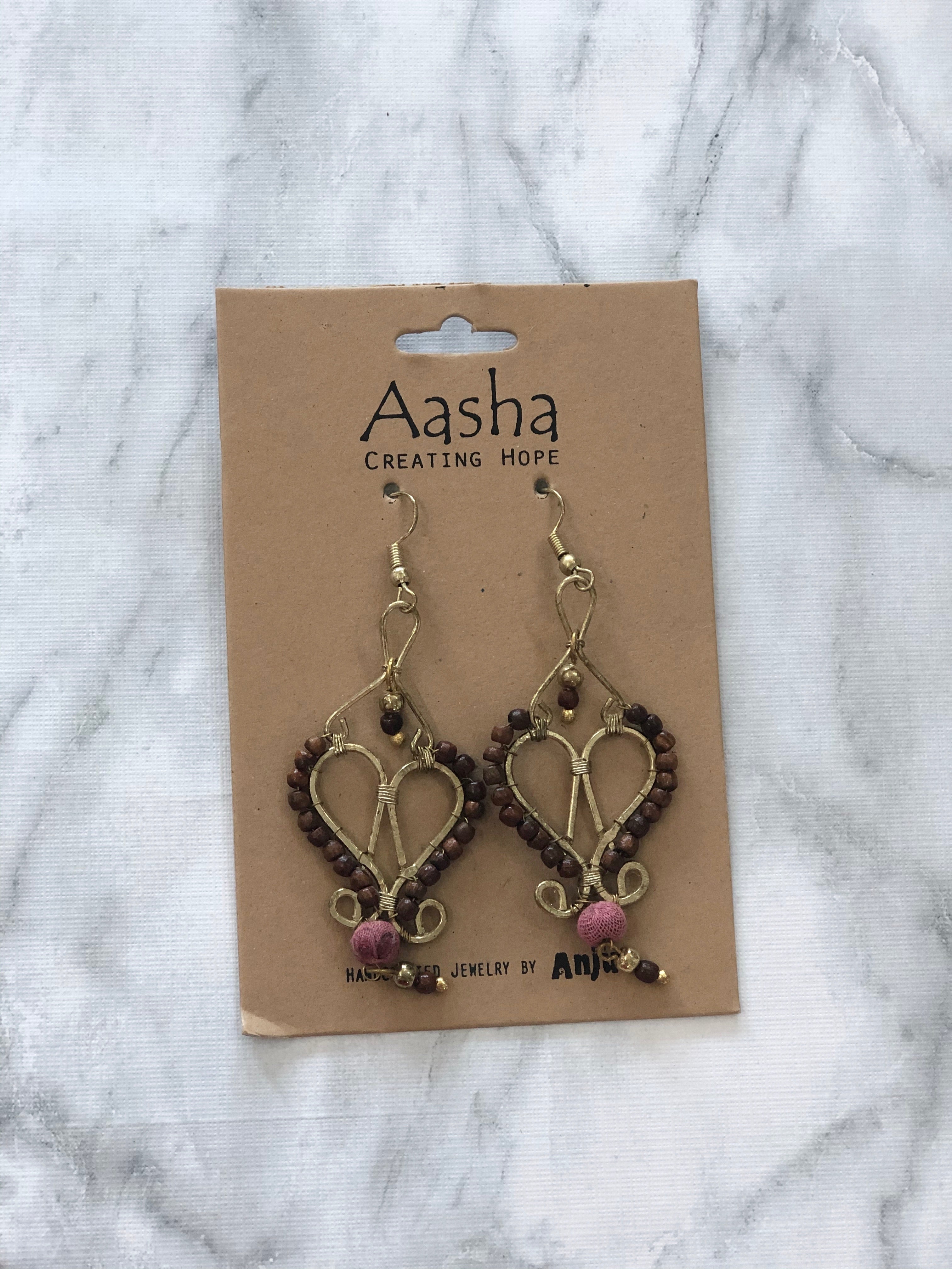 Aasha Dangle Heart Earrings