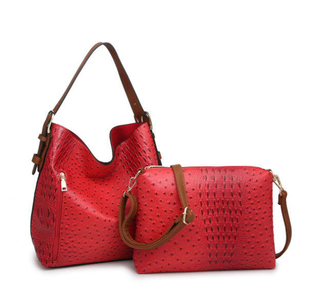 Alexa 2-in-1 Hobo Bag -Red/Brown Animal Print