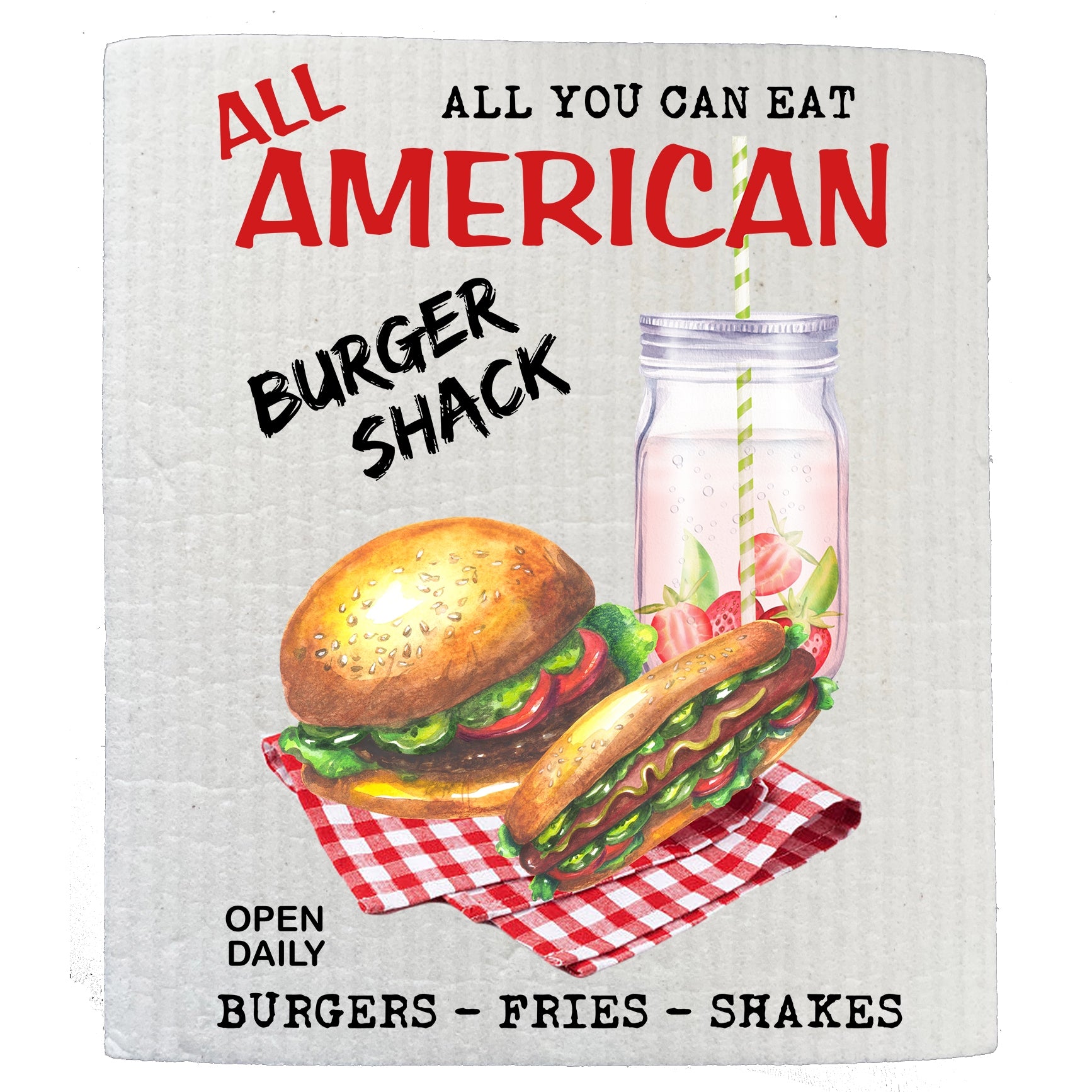 All American Burger Shack Patriotic Swedish Dishcloth