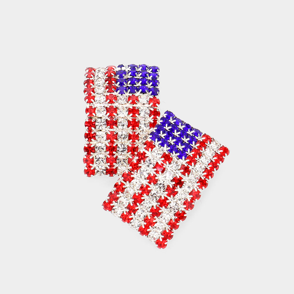 American Flag Crystal Stud Earrings