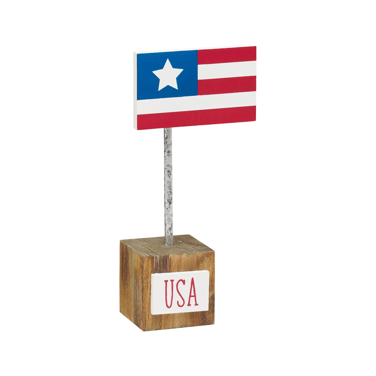 American Flag on Wooden Base