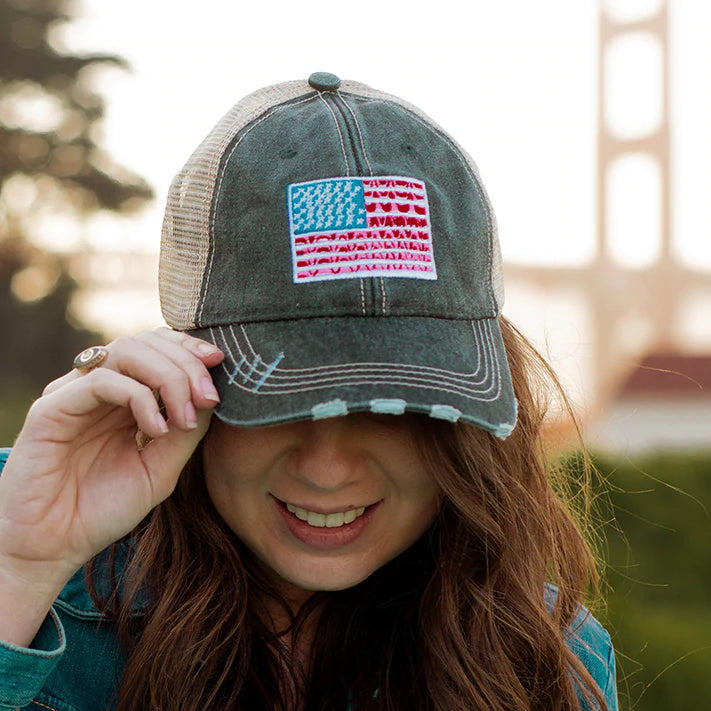 American Flag Trucker Hat