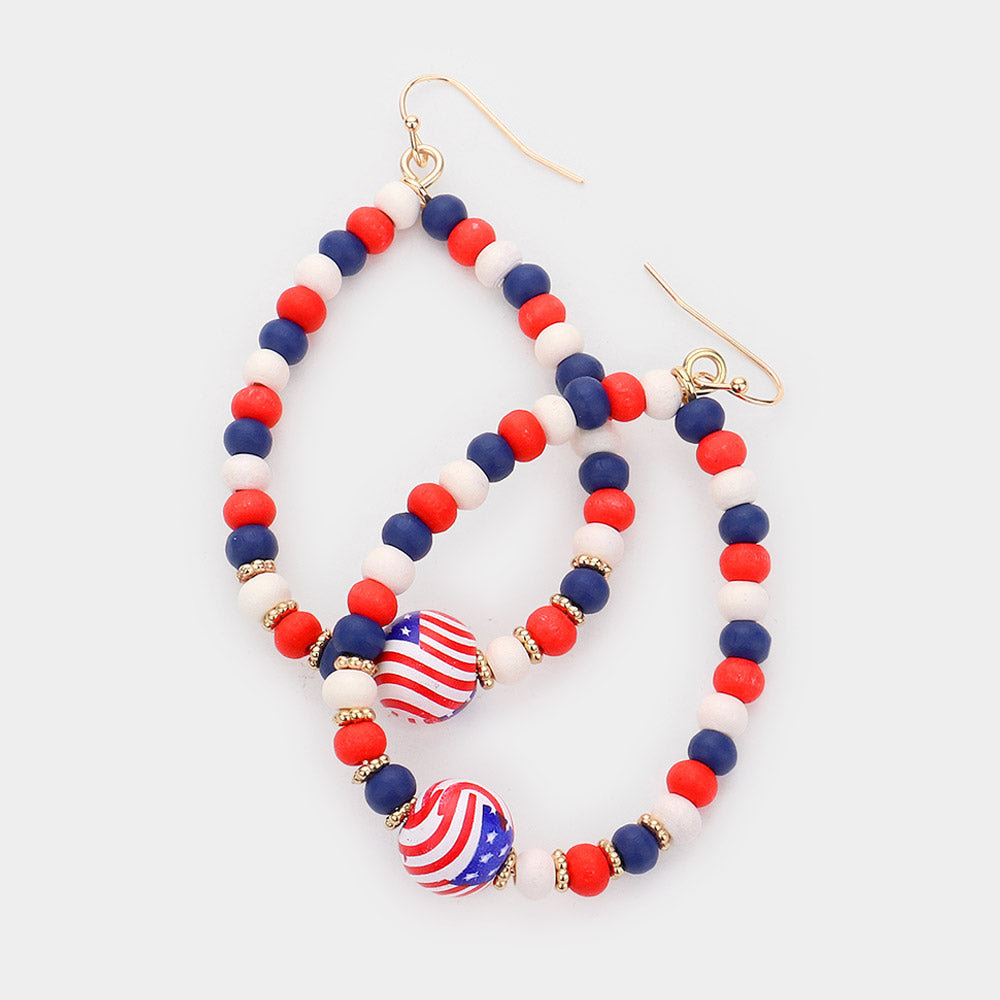 Americana Wood Bead Earrings