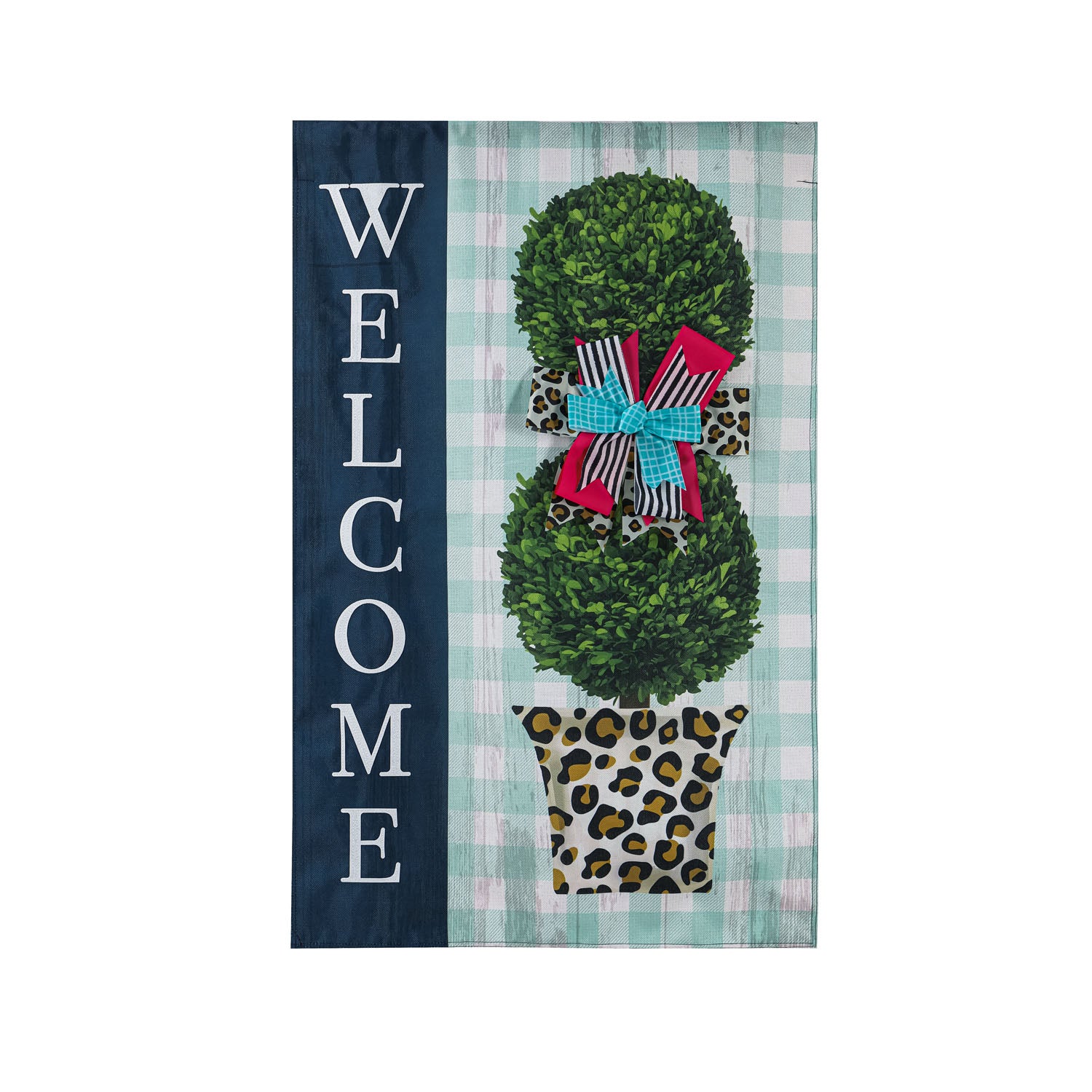 Animal Print Pot Topiary House Burlap Flag