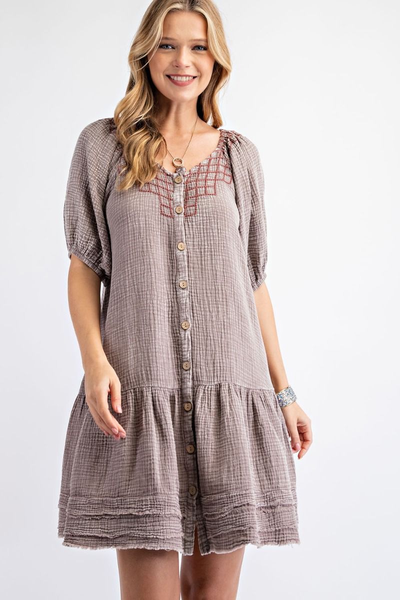 Any Direction Mineral Wash Gauze Tunic Dress