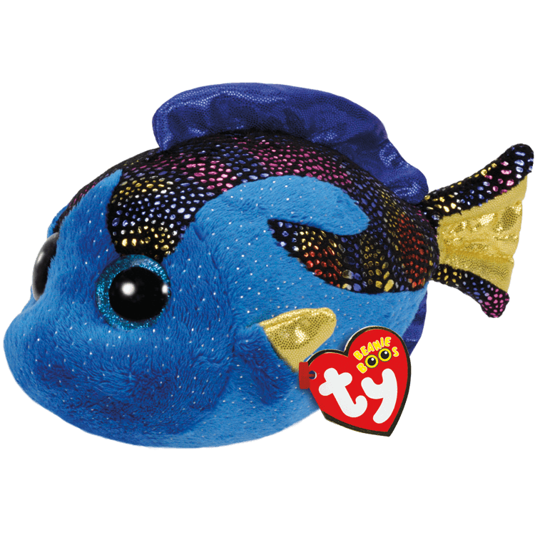 Aqua - Blue Foil Printed Fish Ty Beanie Boo