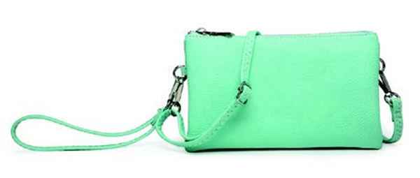 Aqua Zoe 3 Compartment Crossbody/Wristlet Purse