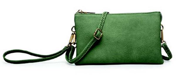 Army Green Zoe 3 Compartment Crossbody/Wristlet Purse