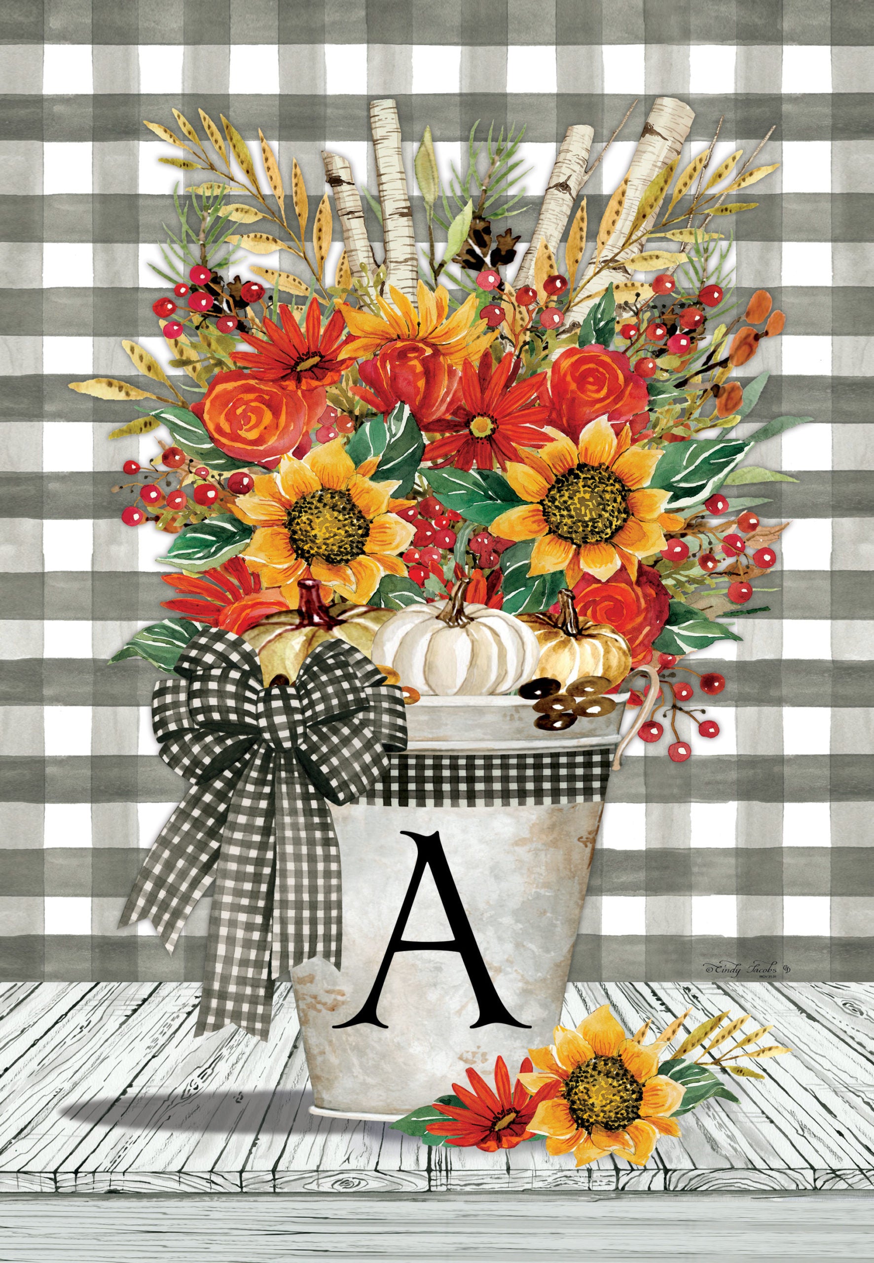 Autumn Arrangement Monogram Garden Flag