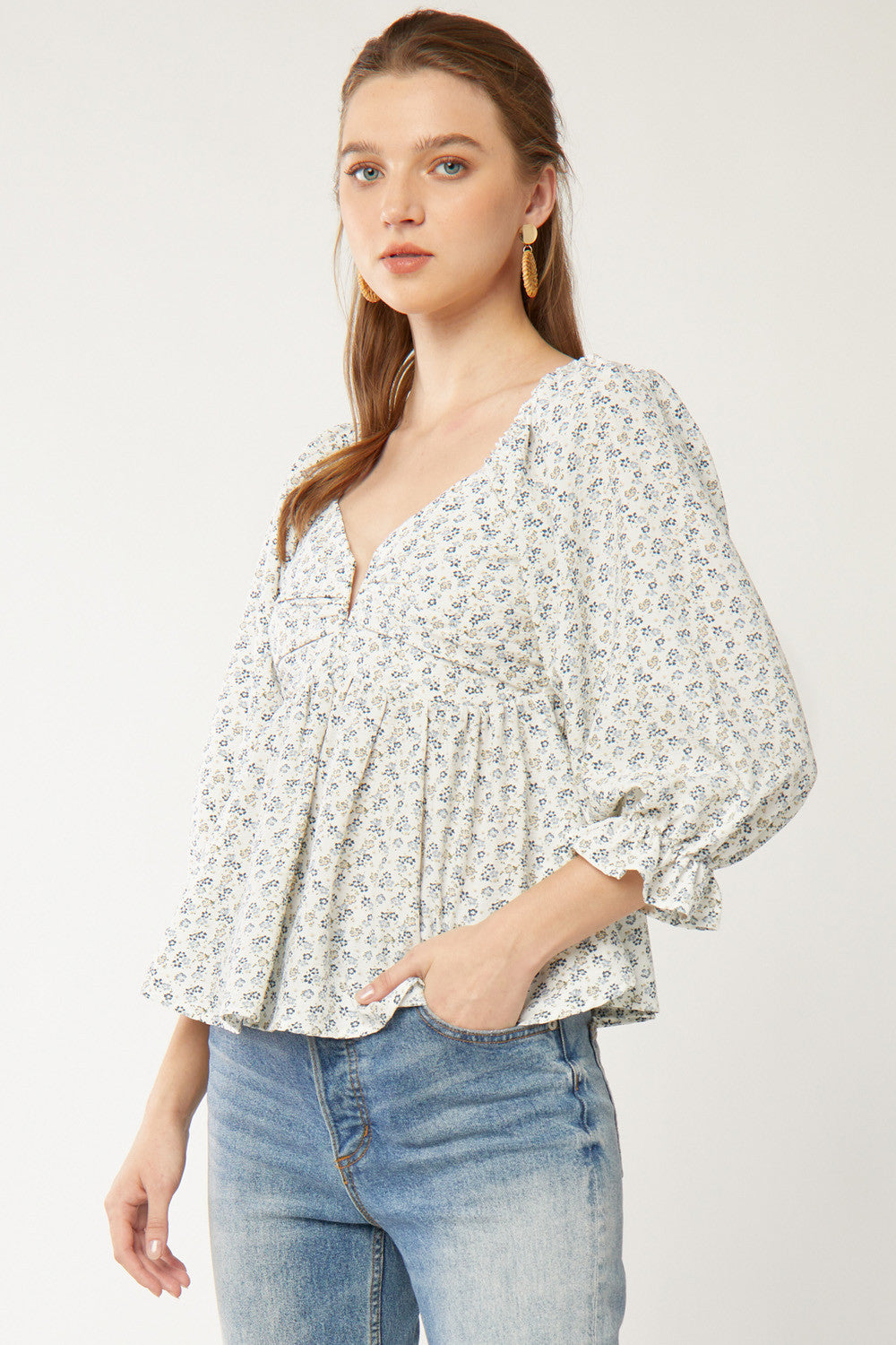 Baja Blooms Babydoll Top