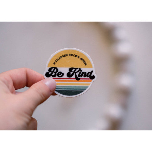 Be Kind Retro Mini Circle Vinyl Sticker