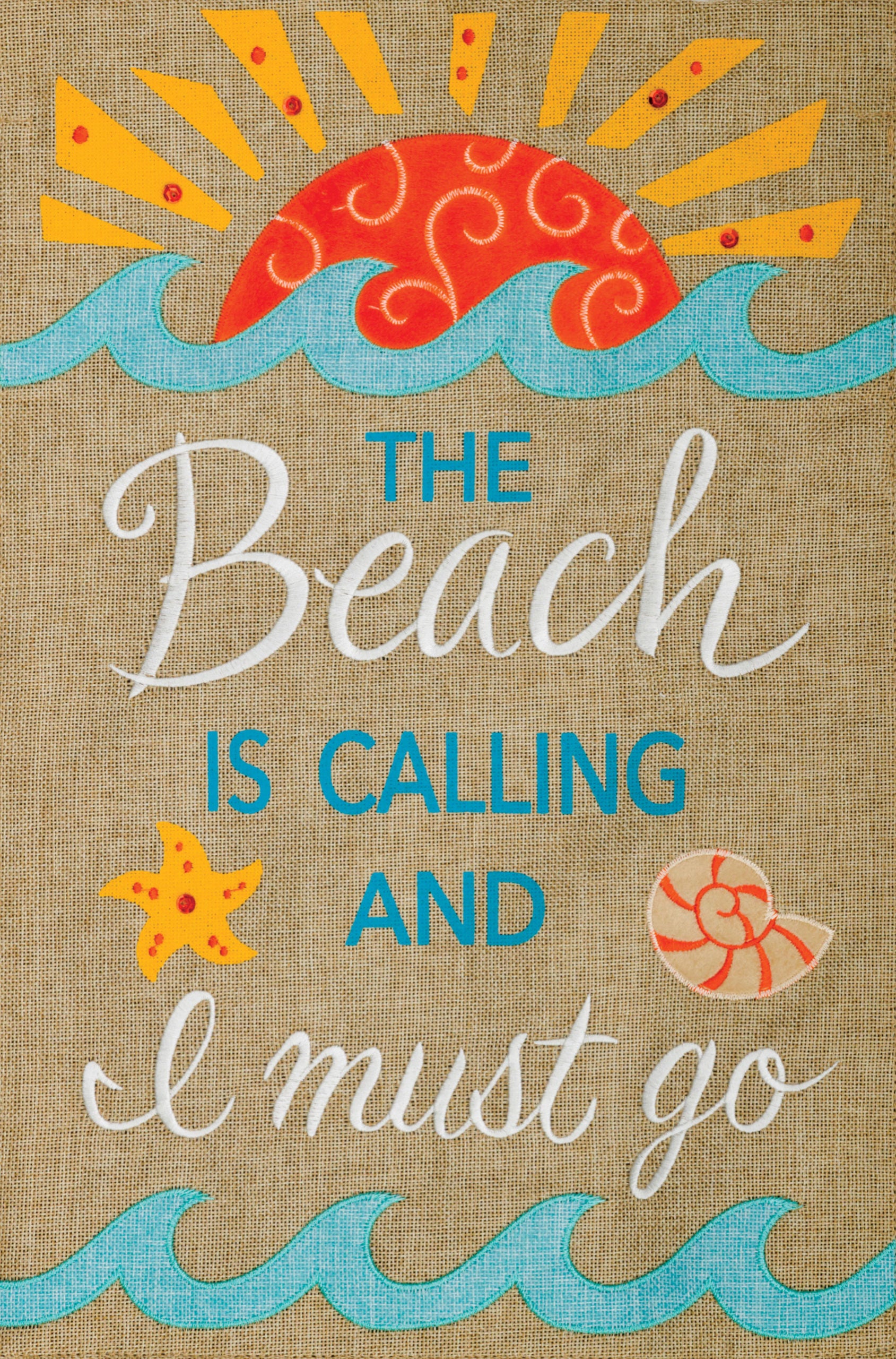 Beach Calling Burlap Garden Flag