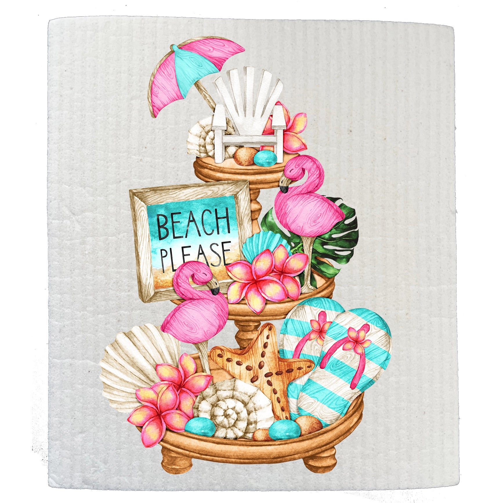 Beach Please 3 Tier Tray Swedish Dishcloth