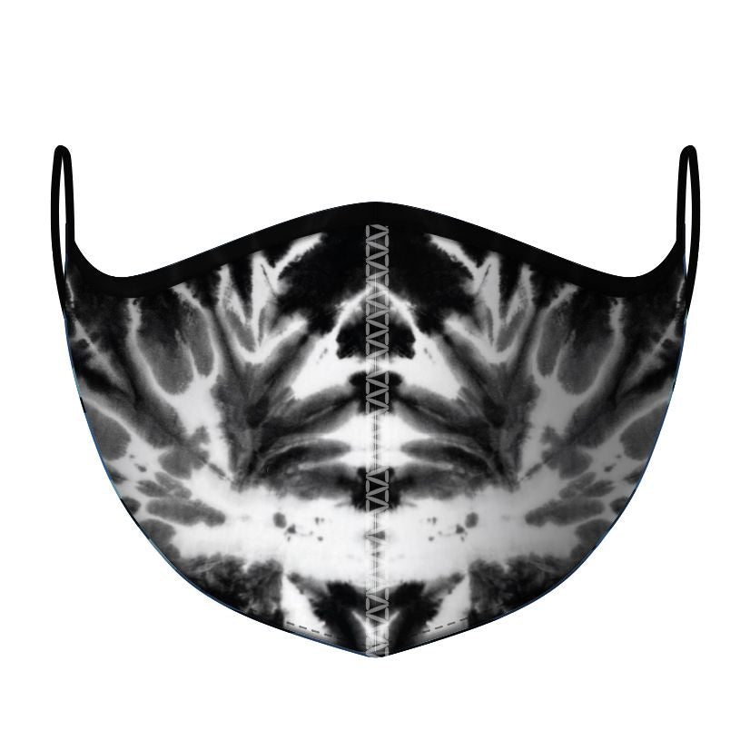 Black Tie Dye Large Face Mask - Adult Men/XL Women