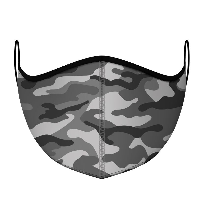 Black Camo Large Face Mask - Adult Men/XL Women