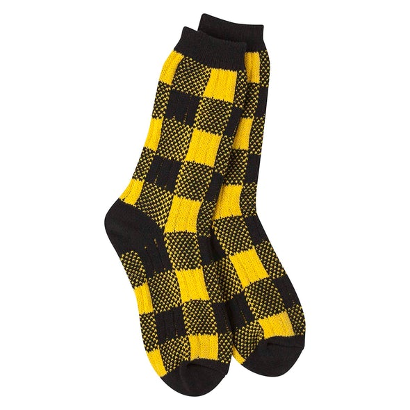 Black/Gold Team Plaid Crew World's Softest Socks