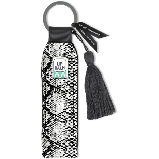 Black & White Snakeskin Lip Balm Key Chain