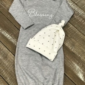 Blessing Baby Gown Hat Set