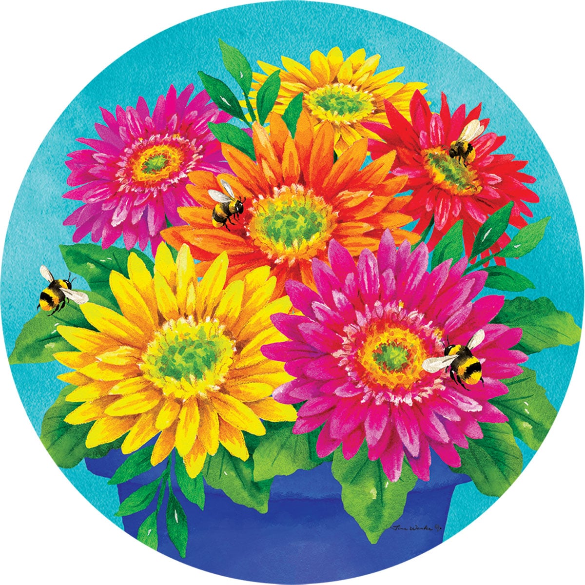 Blue Pot Gerberas Accent Magnet