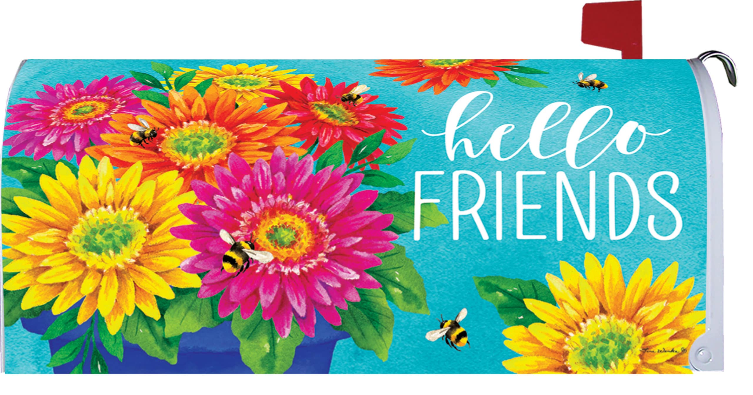 Blue Pot Gerberas Mailbox Makeover