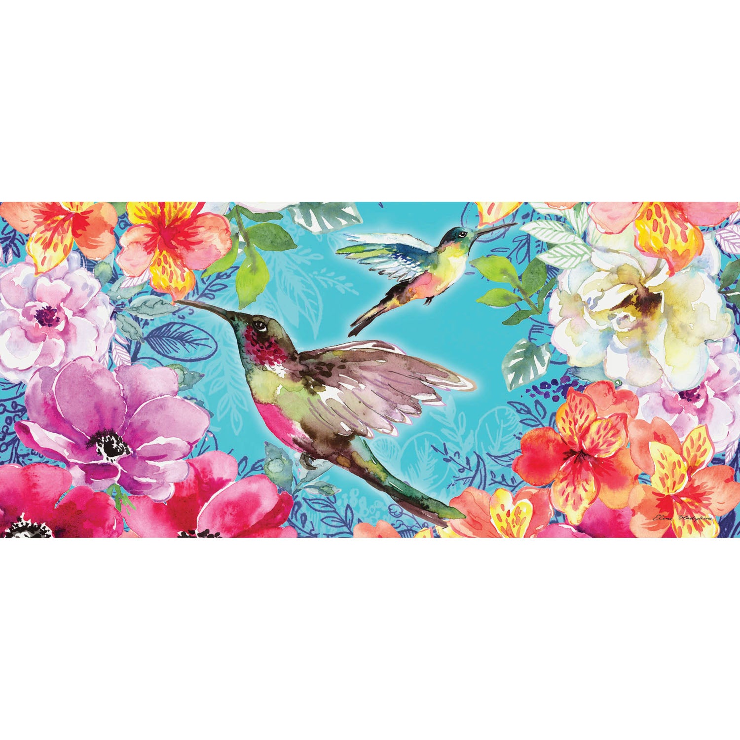 Bright Flowers and Hummingbirds Sassafras Switch Mat