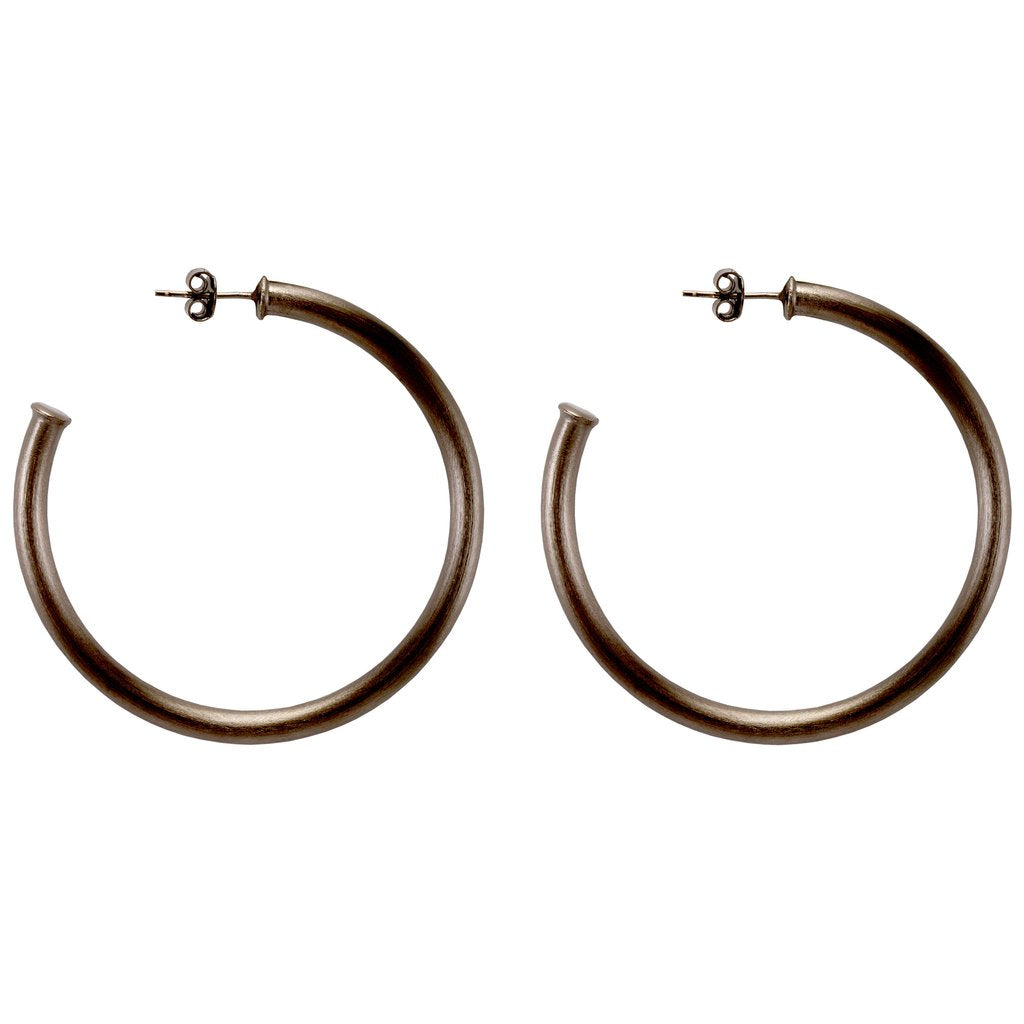 Brushed Gunmetal Smaller Sheila Fajl Everybody's Favorite Hoops