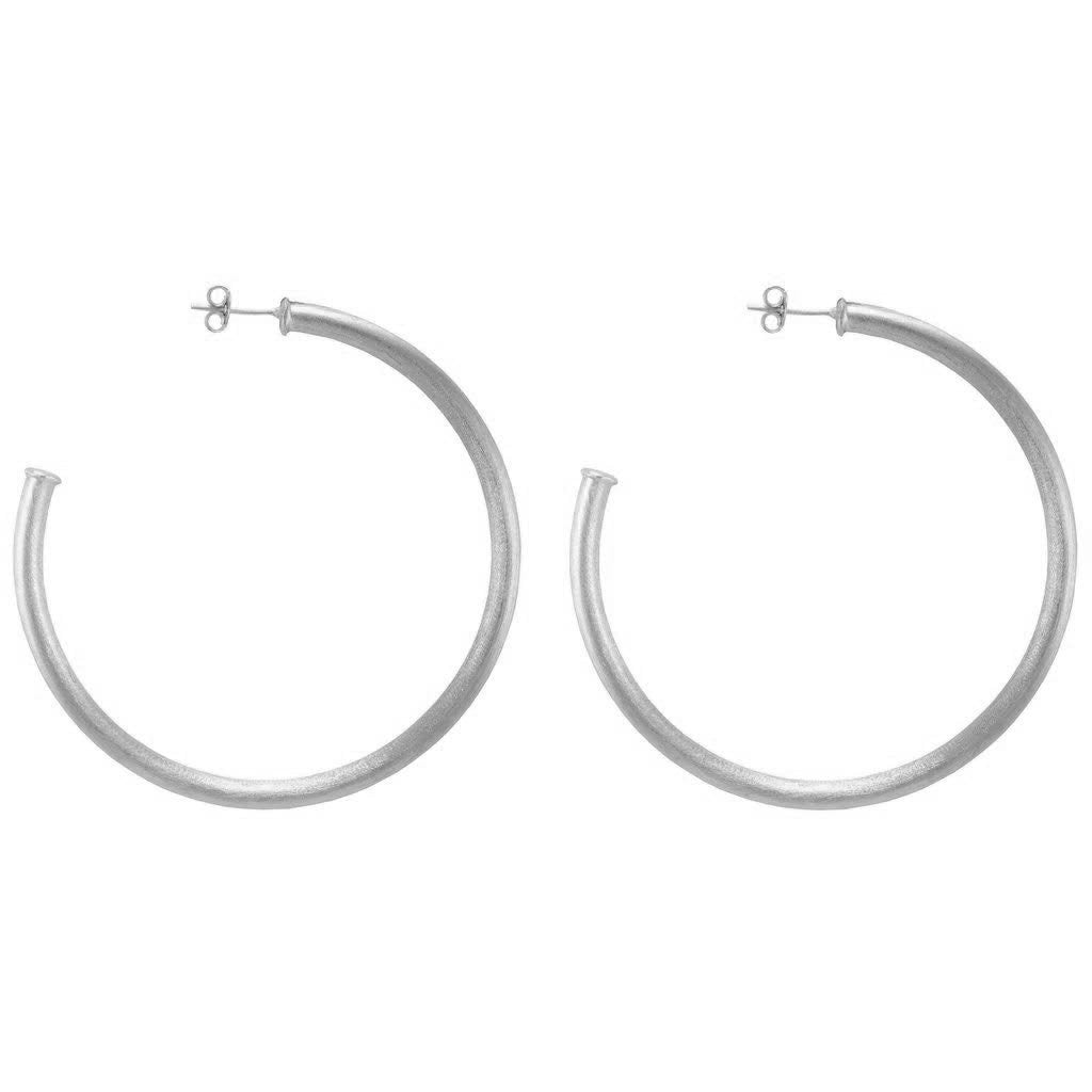 Brushed Silver Smaller Sheila Fajl Everybody's Favorite Hoops