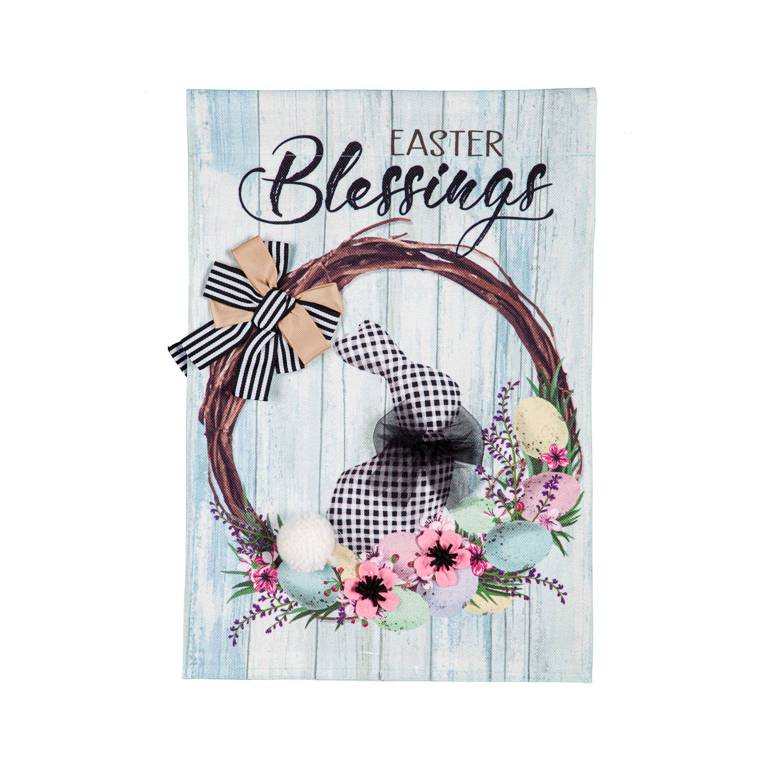 Buffalo Check Bunny Wreath Garden Burlap Flag