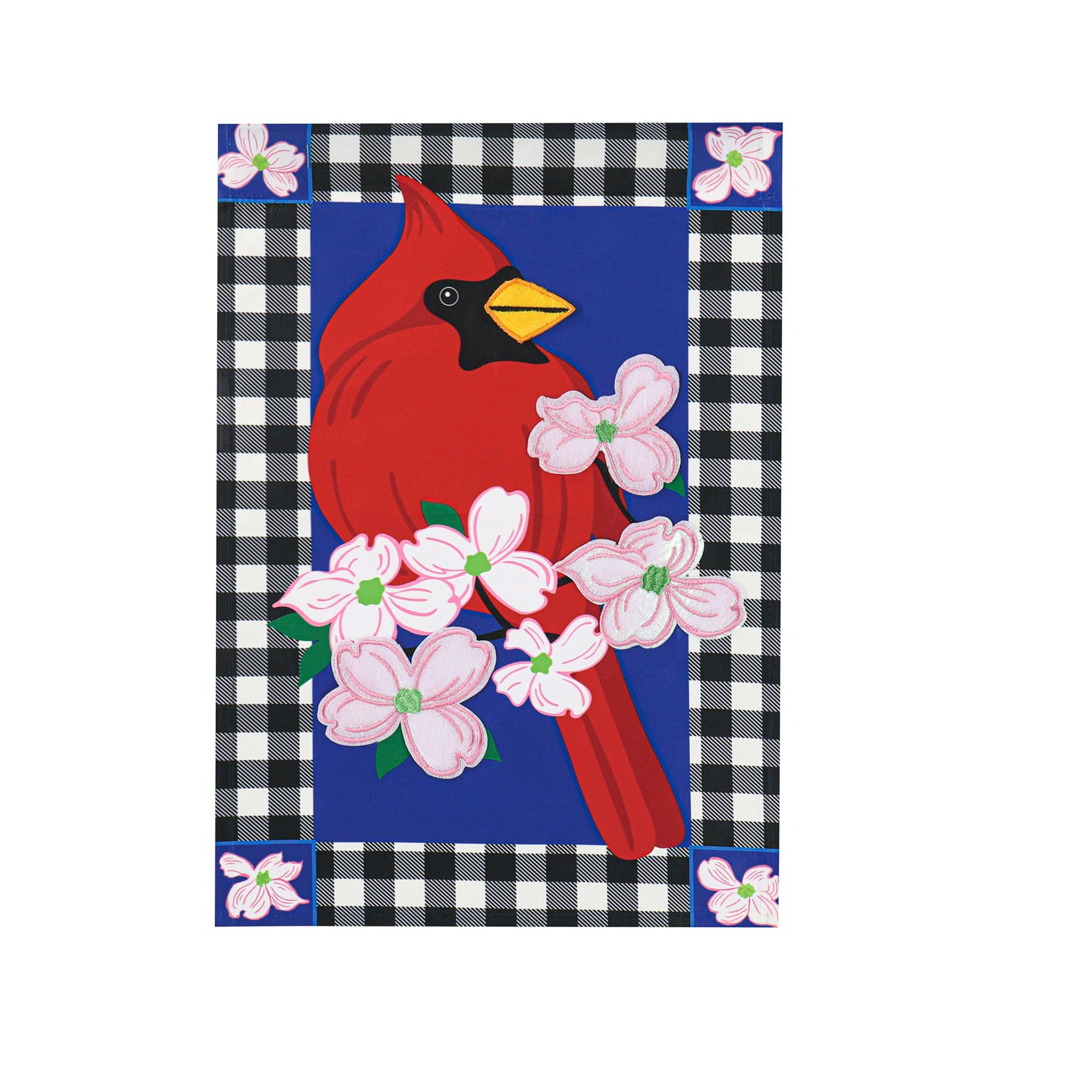 Buffalo Check Cardinal House Applique Flag