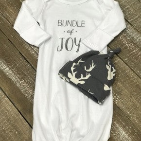 Bundle of Joy Baby Gown Hat Set