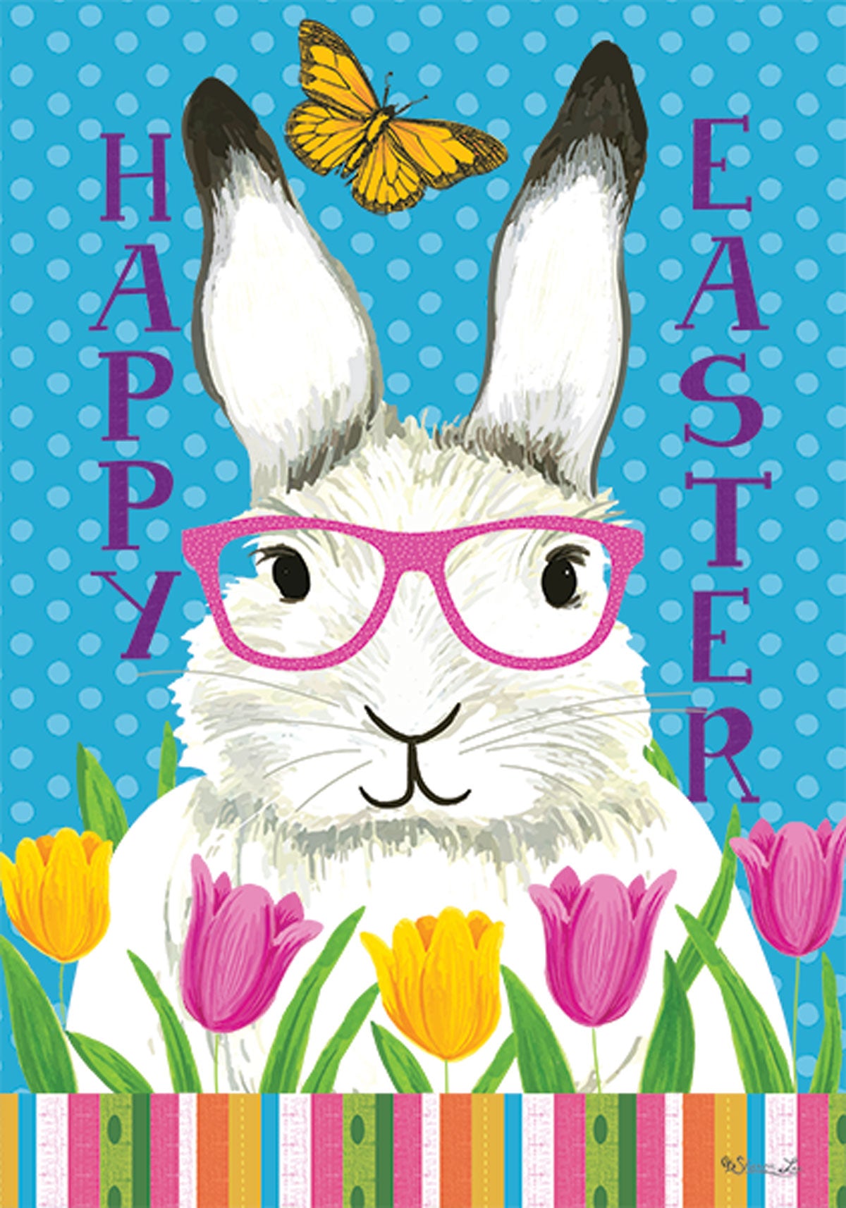 Bunny Glasses Garden Flag