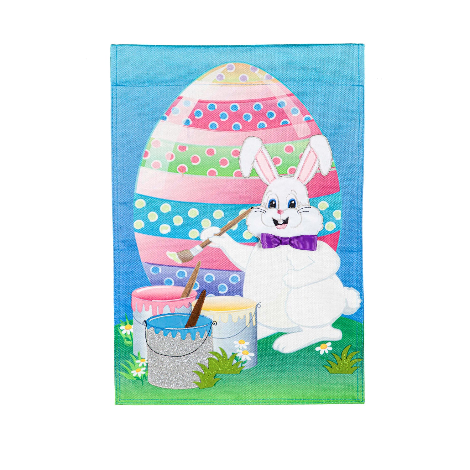 Bunny Painting Easter Egg Garden Burlap Flag