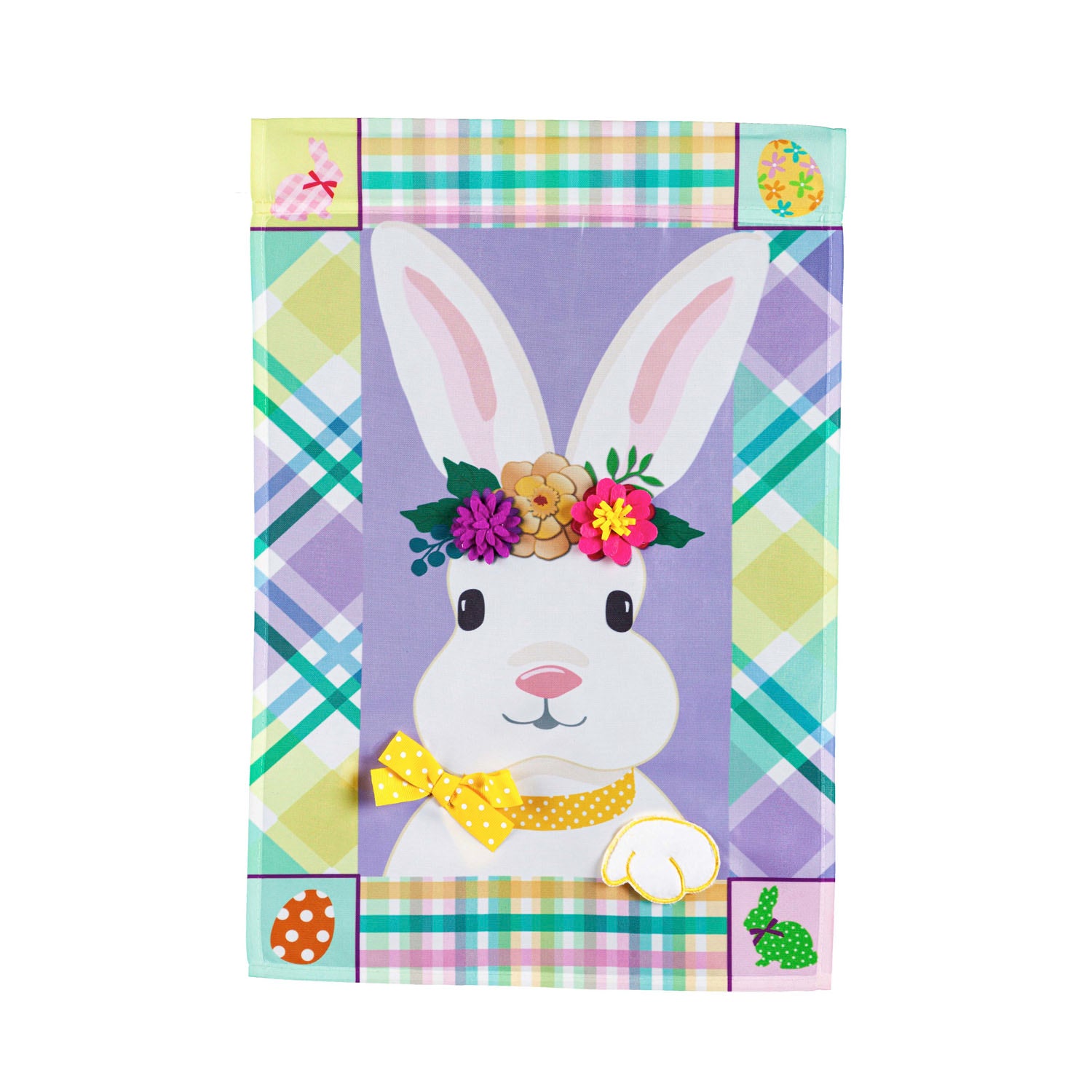 Bunny Patterned Border Garden Applique Flag