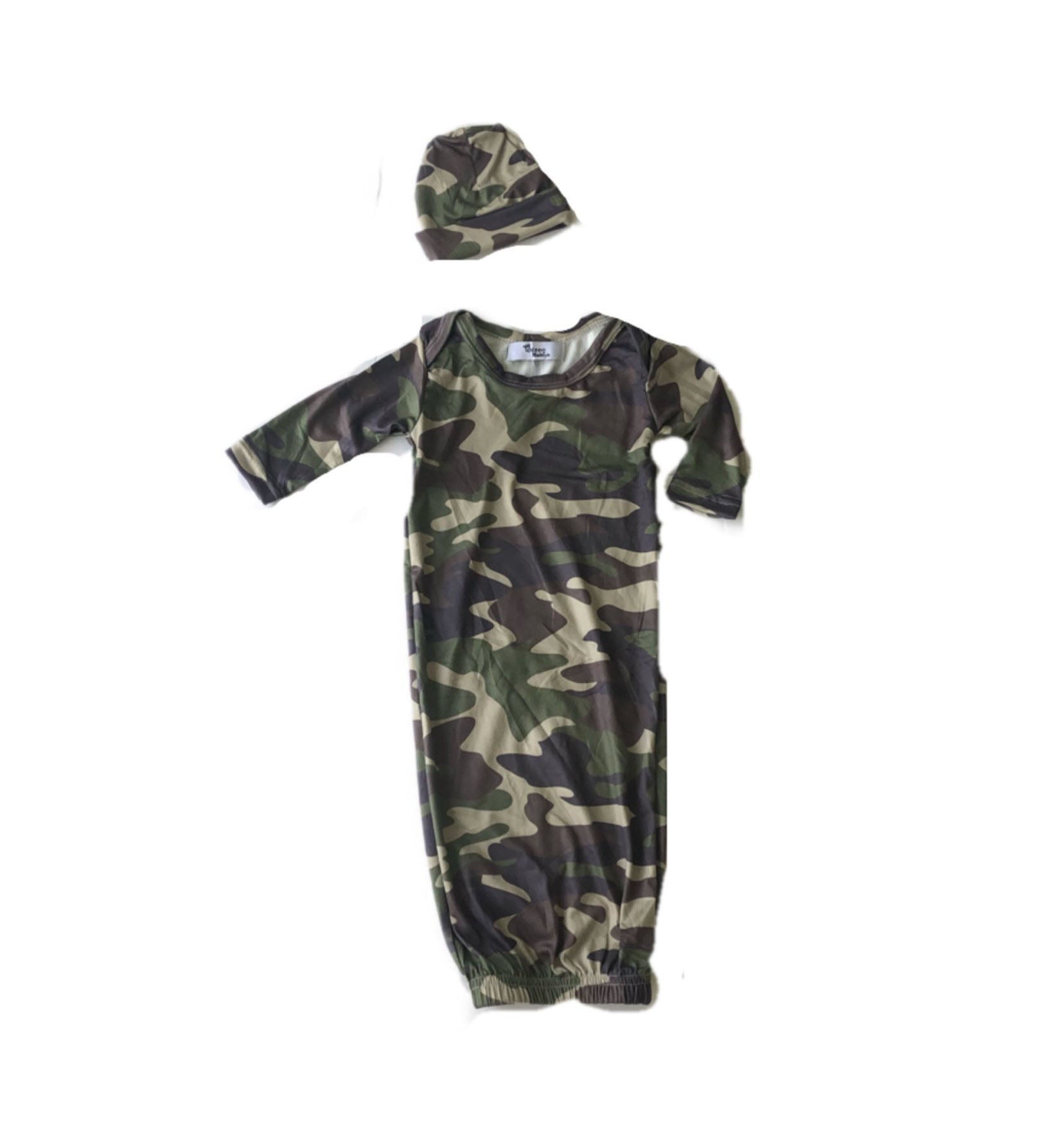 Camo Baby Gown with Hat Set