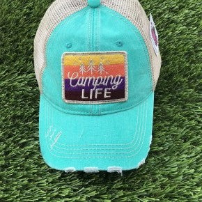 Camping Life Teal Trucker Hat