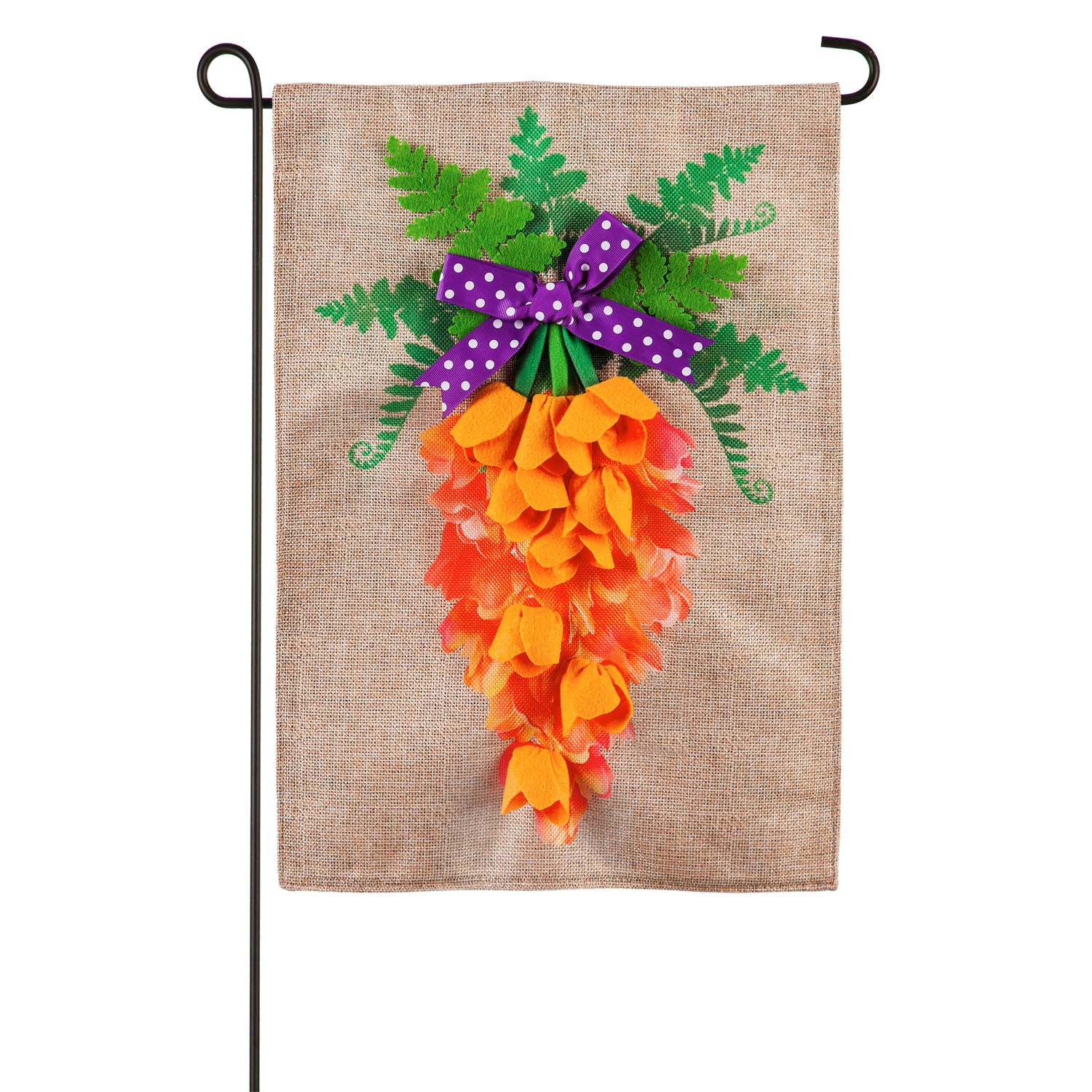 Carrot in Bloom Garden Burlap Flag