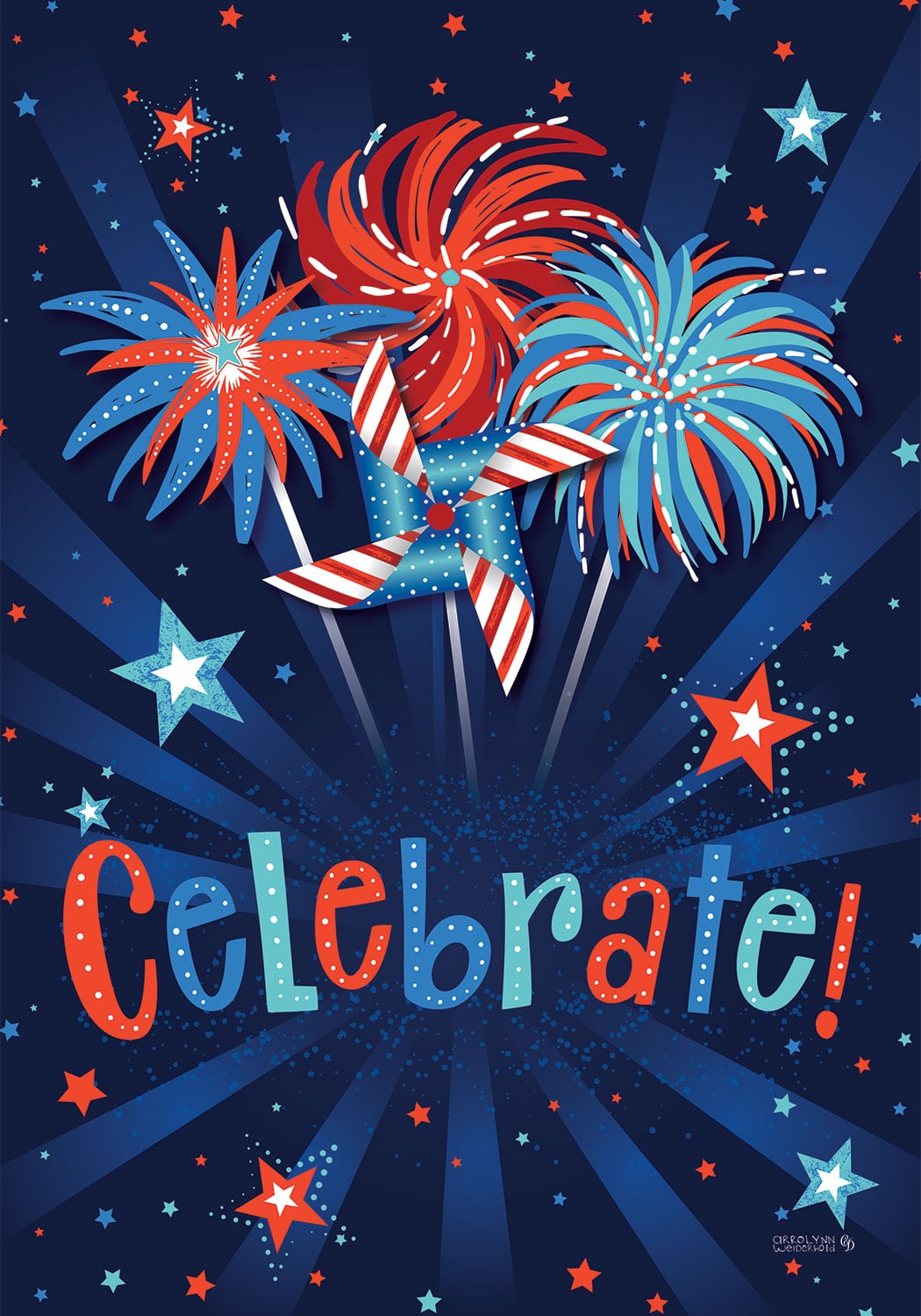 Celebrate Fireworks Garden Applique Flag