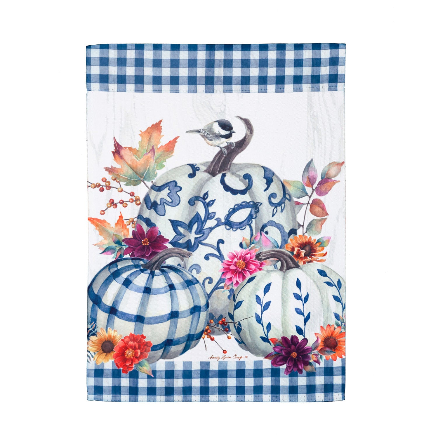 Chinoiserie Pumpkins Garden Suede Flag