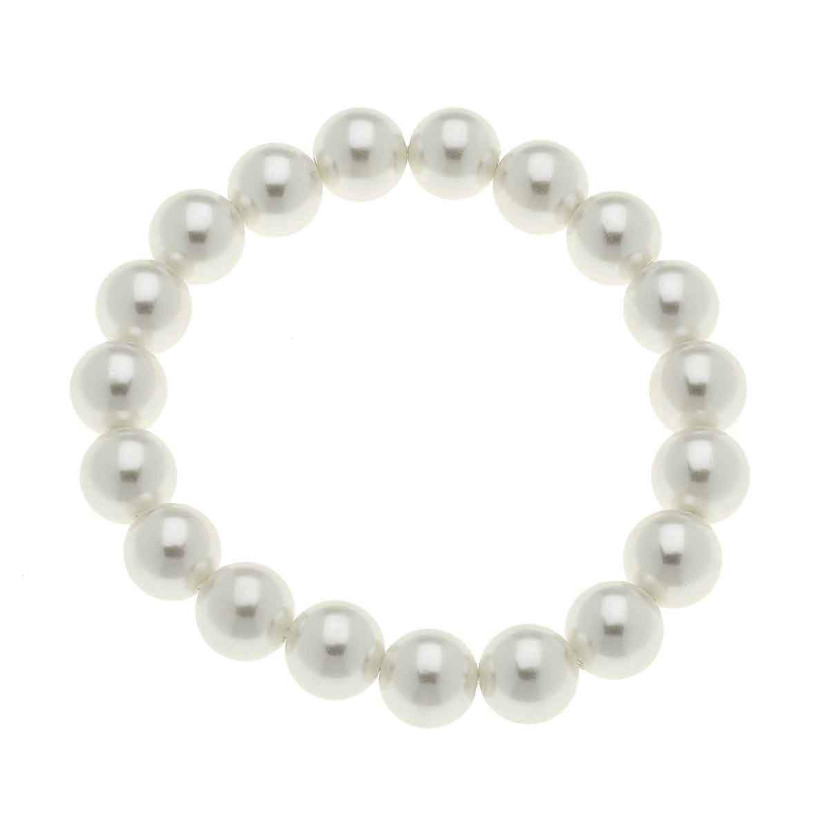 Chloe Beaded Pearl Stretch Bracelet in Ivory