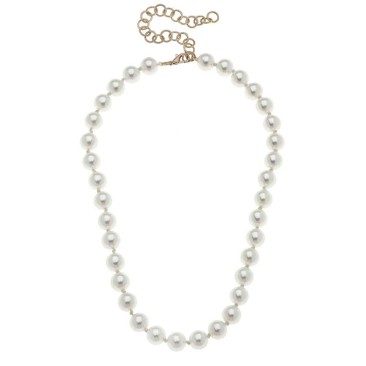 Chloe Beaded Pearl Stretch Necklace in Ivory