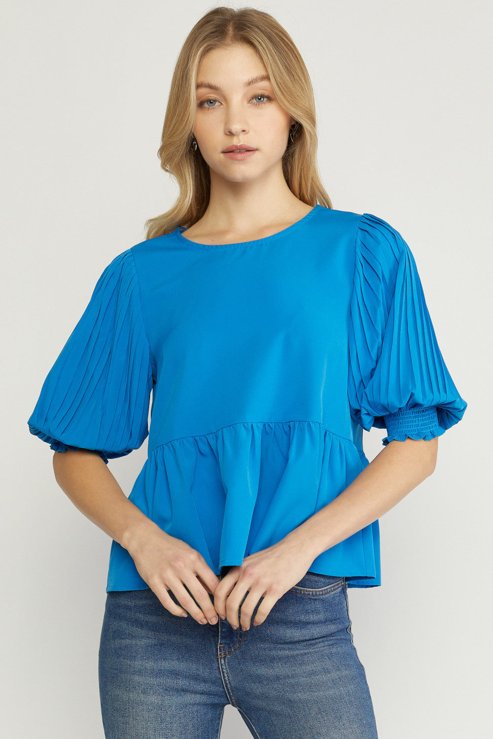 Chloe Pleated Sleeve Top