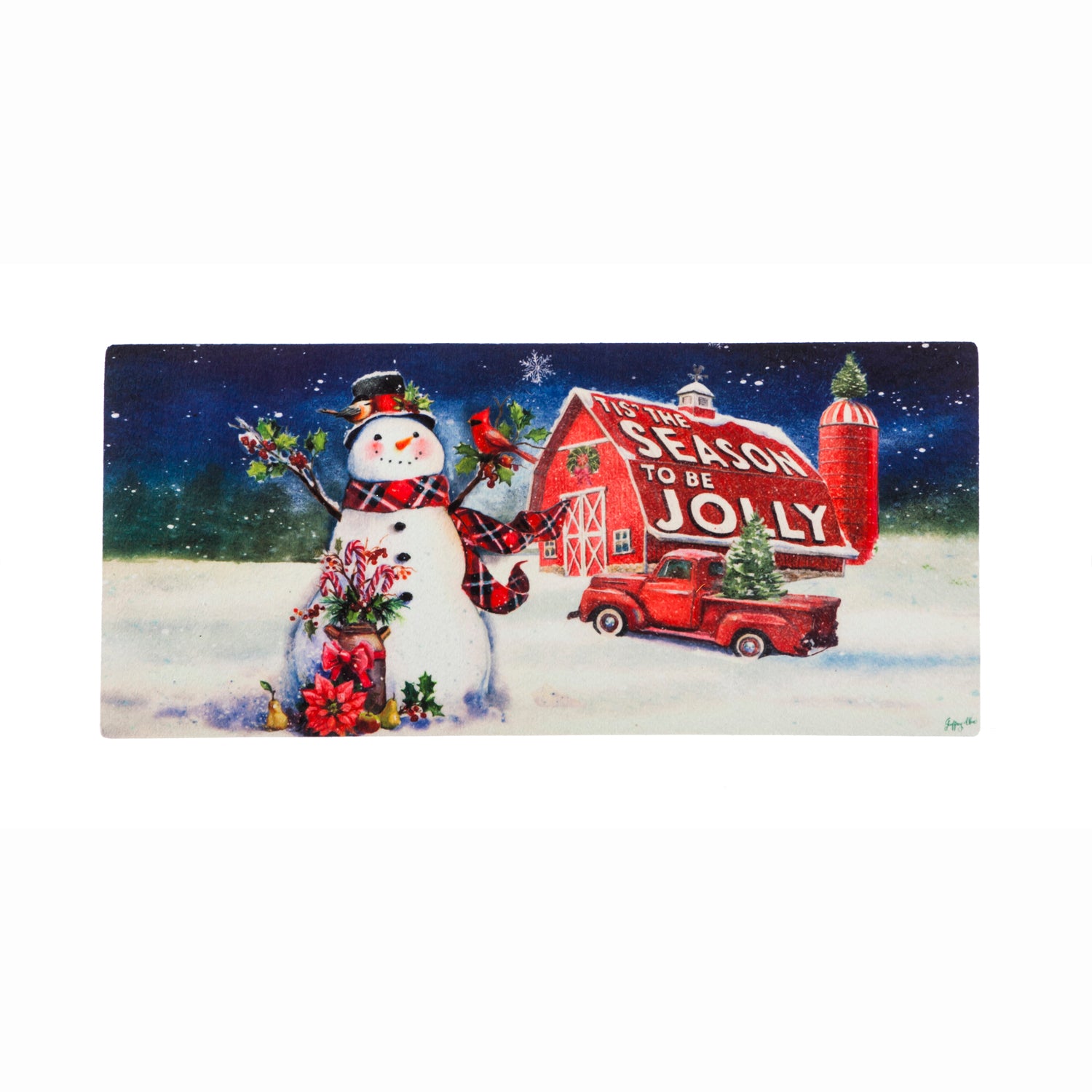 Christmas Barn Snowman Switch Mat