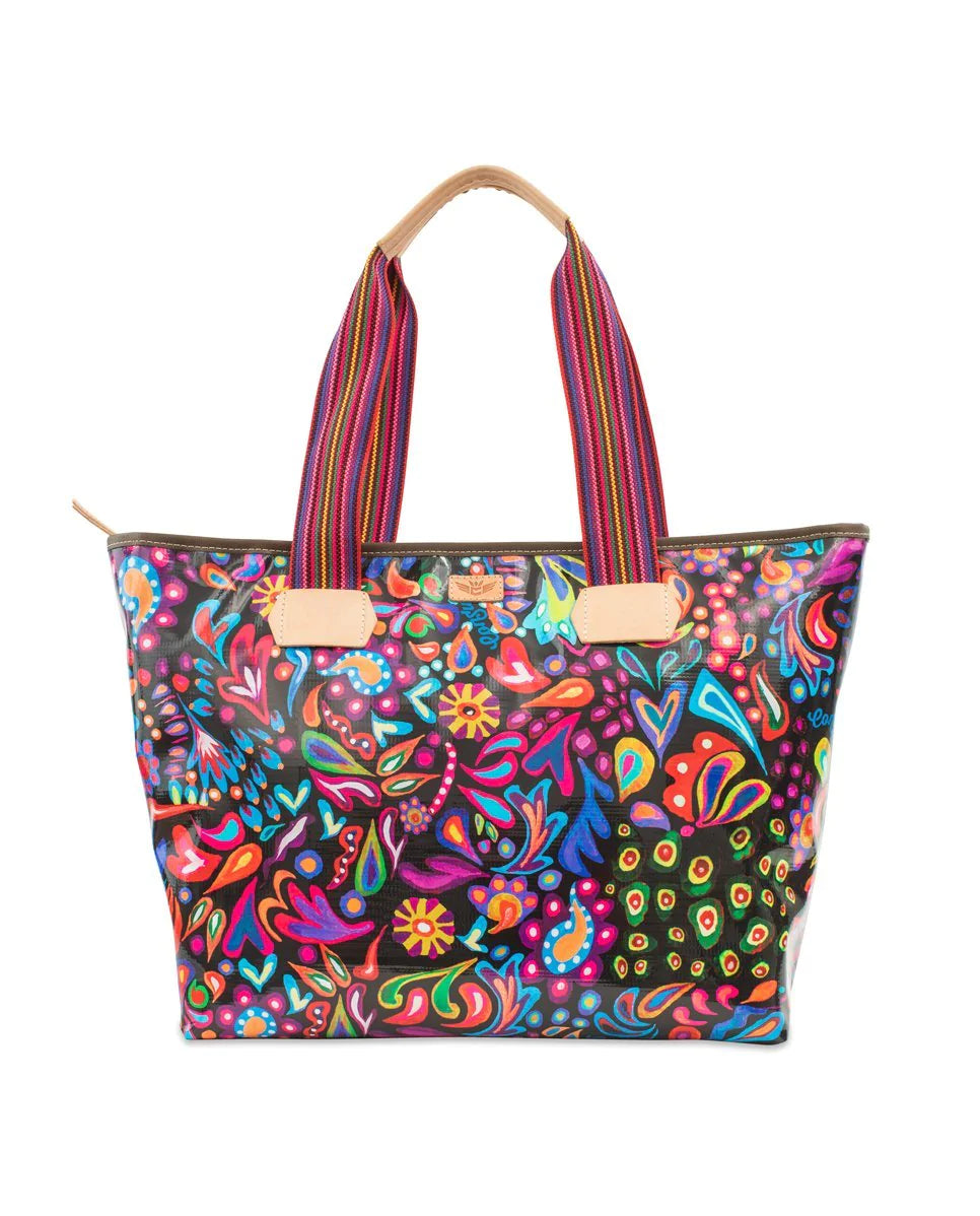 Consuela Sophie Black Swirly Zipper Tote