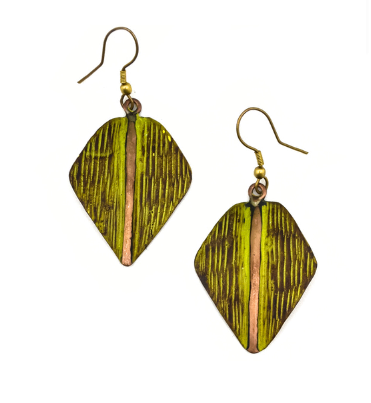 Copper Patina Green Texture Earrings