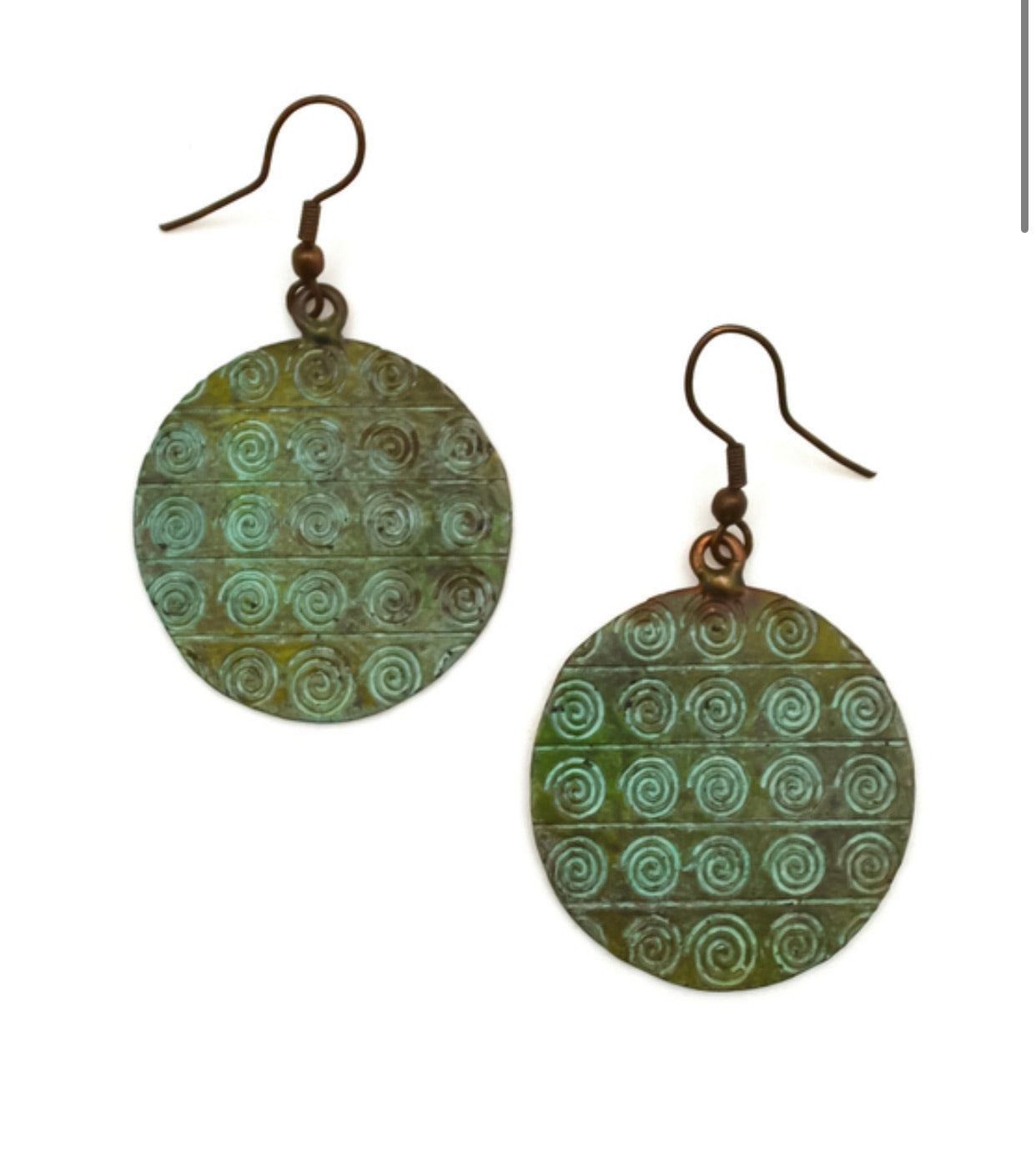 Copper Patina Swirl Earrings