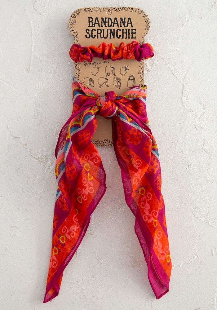 Coral Bandana Scrunchie