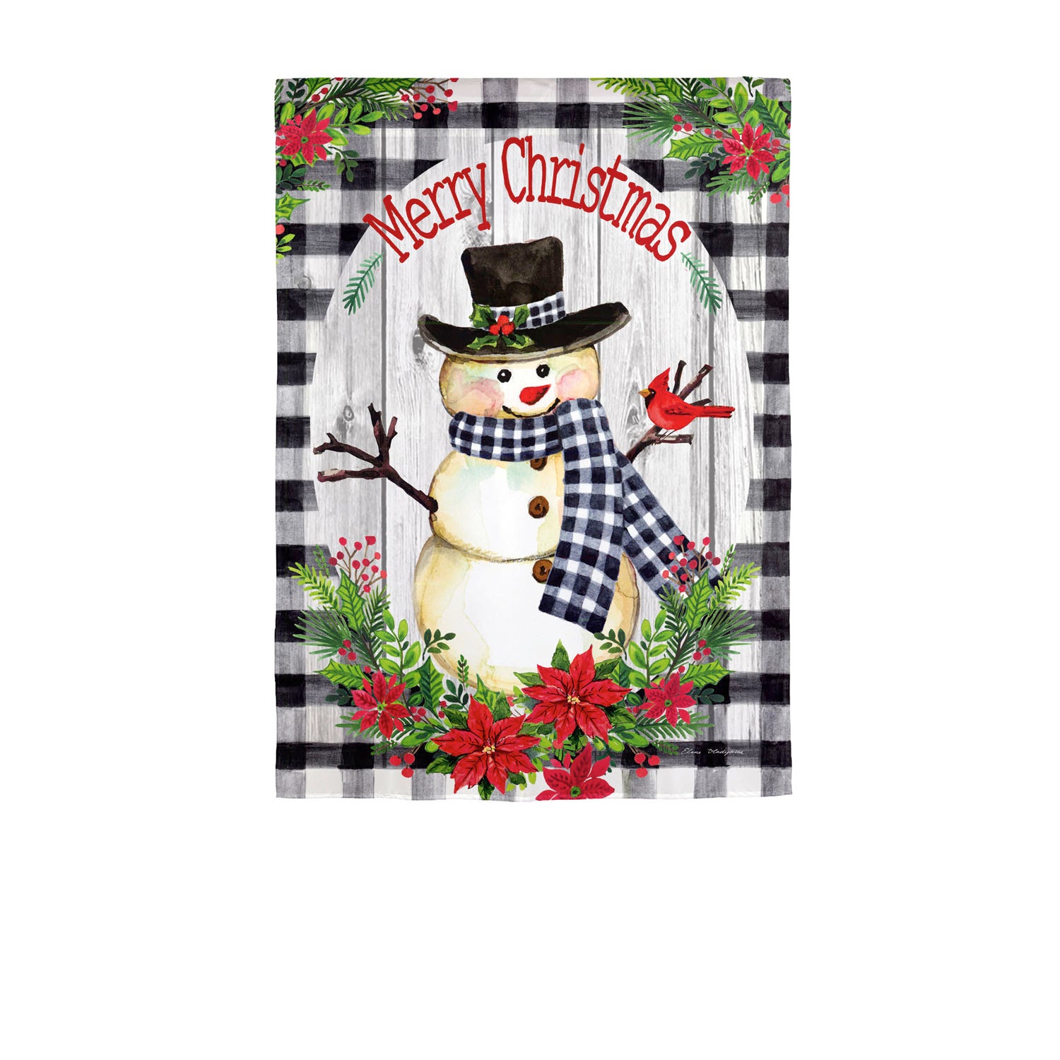 Country Plaid Snowman Garden Strié Flag