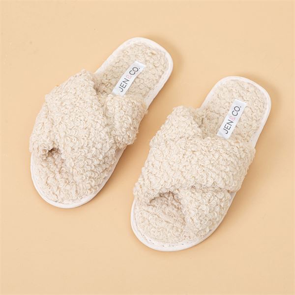 Cream Suzette Fuzzy Slippers