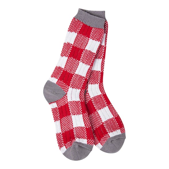 Crimson/White Team Plaid Crew World's Softest Socks