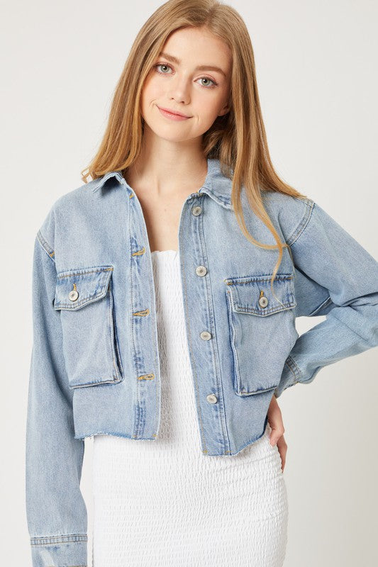 Crop It Like It's Hot Light Blue Denim Jacket